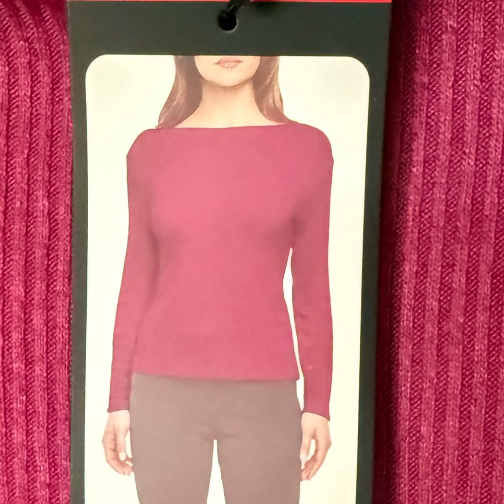 Banana Republic Fuchsia Ribbed Boat neck Knitā Top NEW